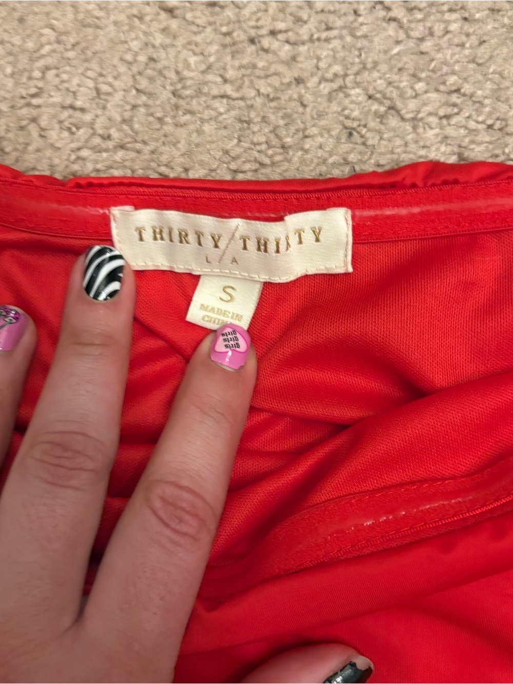 Red Ruffled Strapless Top - Picture 2 of 4
